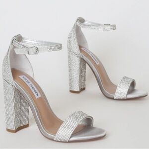 Steve Madden Glittering Silver Block Heels